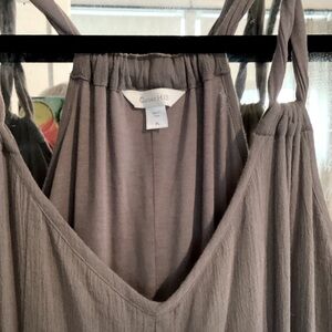 Garnet Hill twisted strap maxi dress dark lavender/ mauve color, A-line